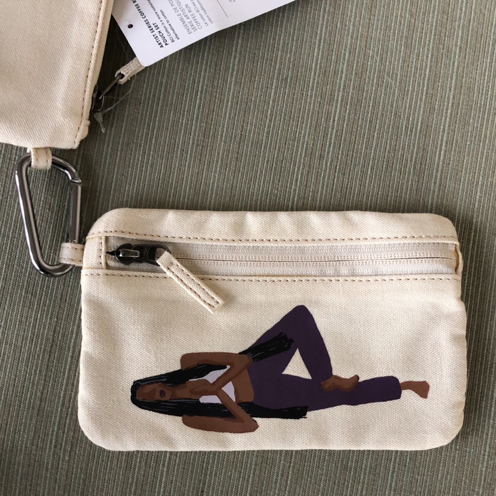 NWT! - ATHLETA {Artist Series} Coffee Run Zip Pouch Bag Set - Picture 6 of 14